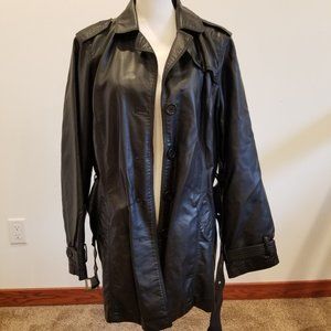 Jou Jou Faux Black Leather Jacket with Belt